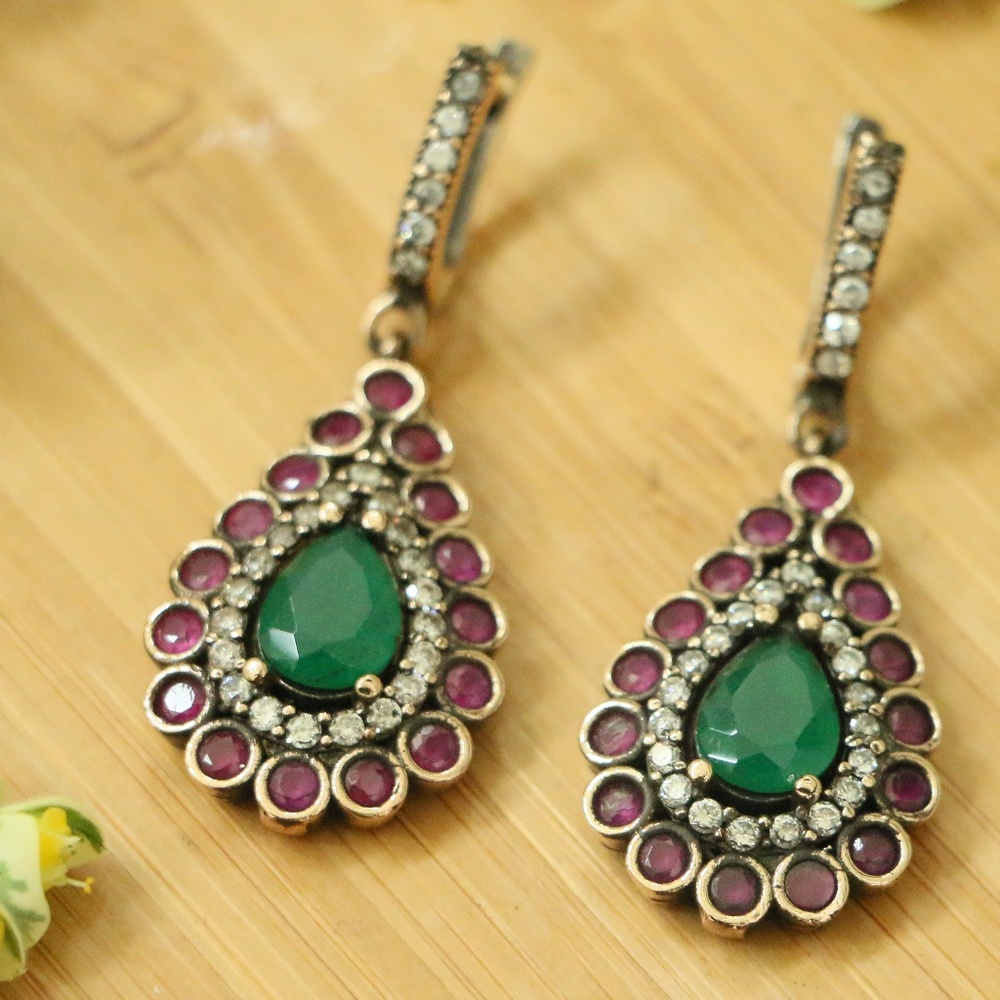 ☄️SOLD☄️ Sterling Silver with Jade & CZ Stones - Picture 5 of 6
